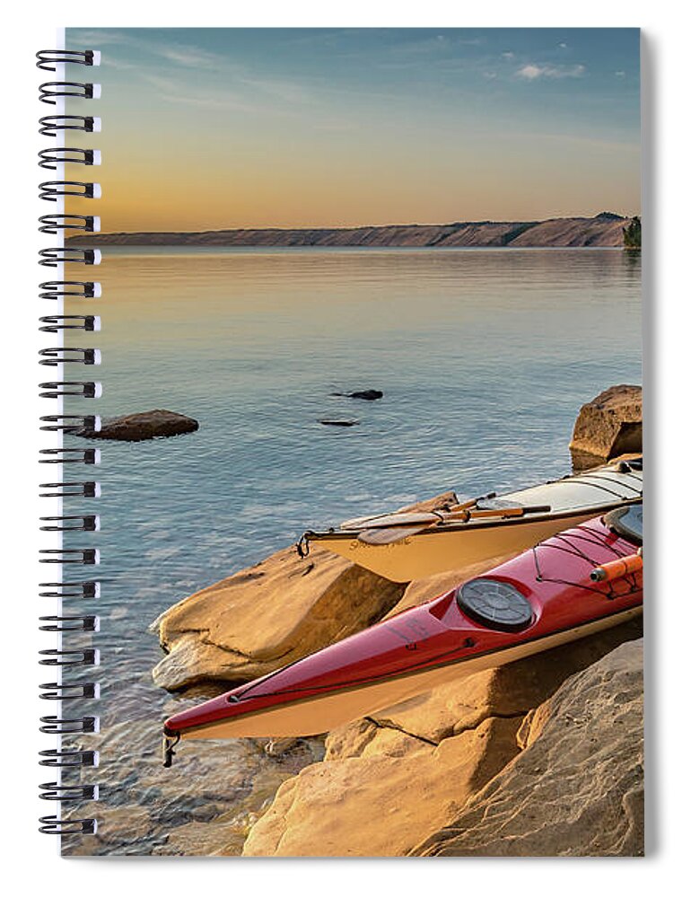 Au Sable East Spiral Notebook featuring the photograph Morning Kayaks by Gary McCormick