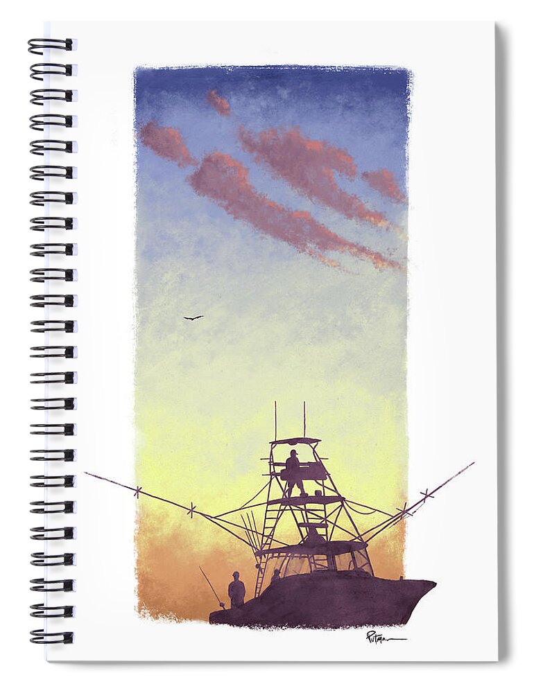 Offshore Fishing Spiral Notebook featuring the digital art Morning Troll by Kevin Putman