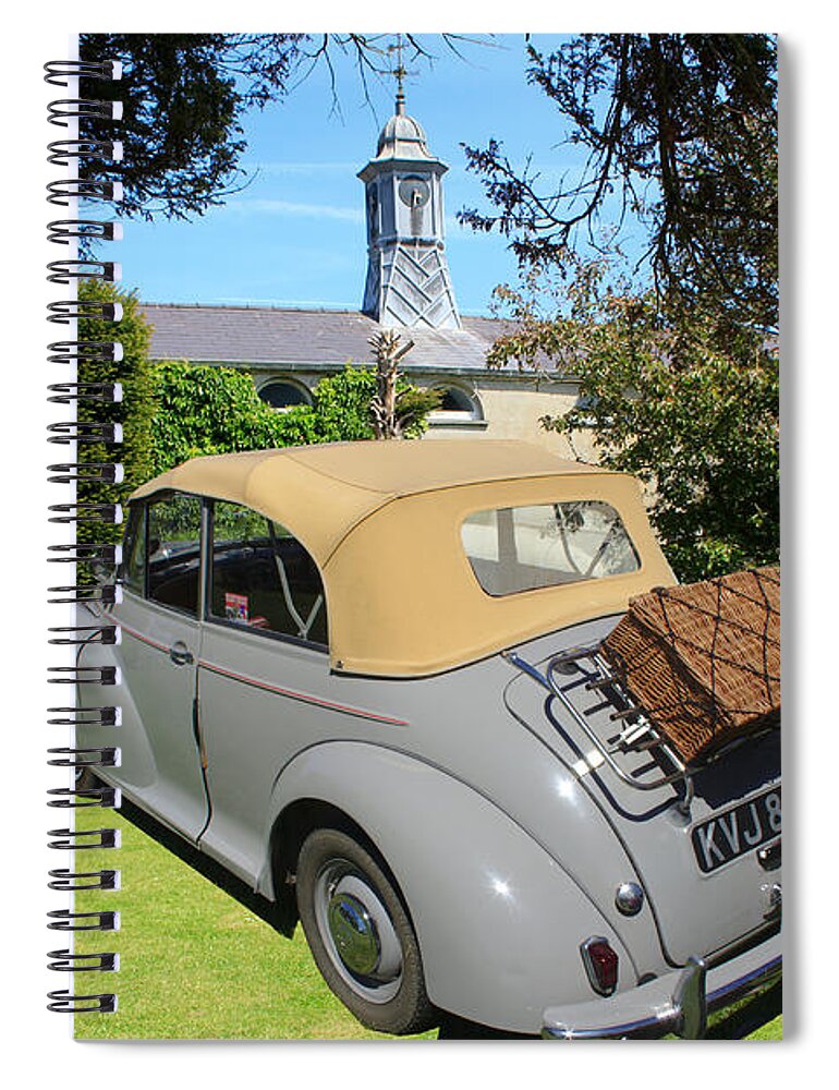 Morris Spiral Notebook featuring the photograph Morris Minor Grey Convertible by Peter Leech
