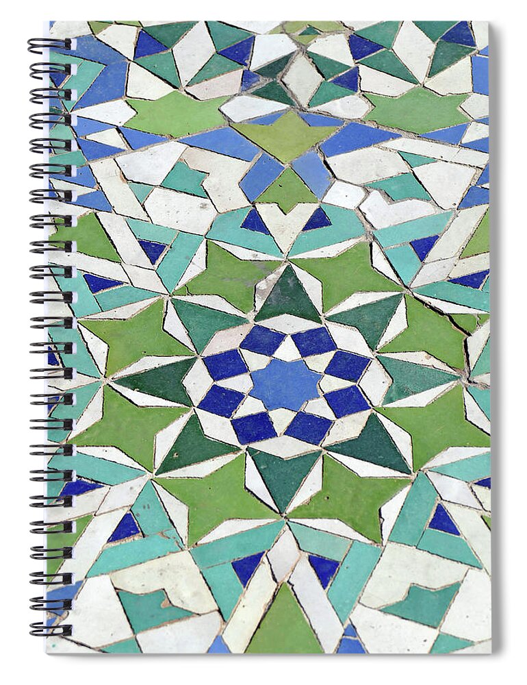 Arabic Spiral Notebook featuring the photograph Mosaic exterior decorations of the Hassan II mosque by Steve Estvanik