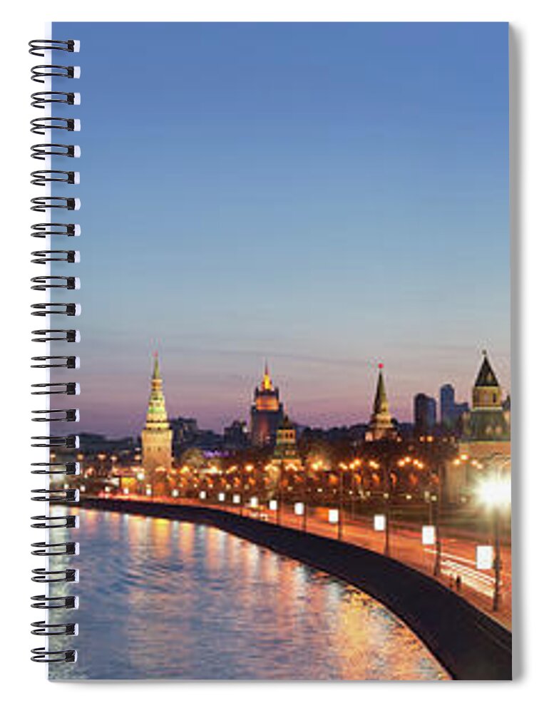 Panoramic Spiral Notebook featuring the photograph Moscow River At Dusk by Siegfried Layda