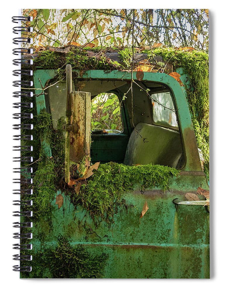 Ancient Spiral Notebook featuring the photograph Mossy Truck by Jean Noren