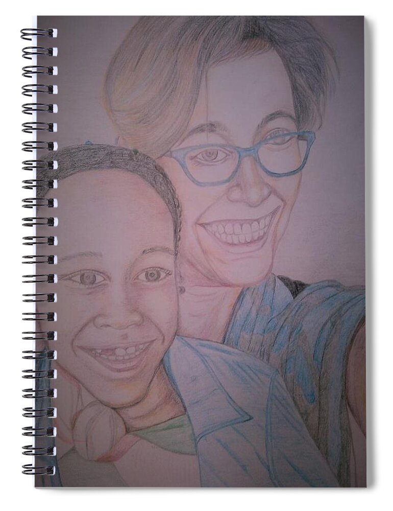 Drawing Spiral Notebook featuring the drawing Mother and Daughter by Andrew Johnson