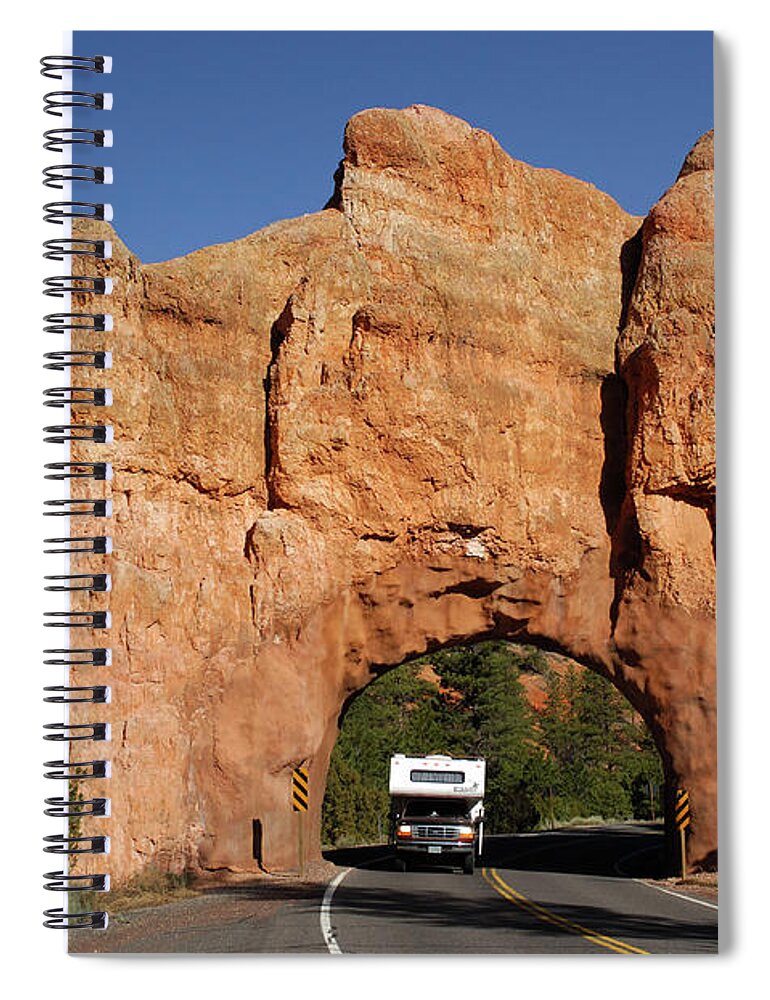 Estock Spiral Notebook featuring the digital art Motor Home In Tunnel, Red Canyon, Ut by Heeb Photos