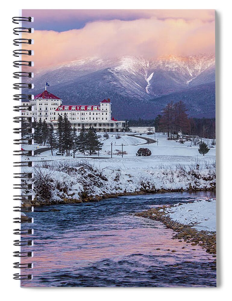 Alpenglow Spiral Notebook featuring the photograph Mount Washington Hotel Alpenglow by Chris Whiton