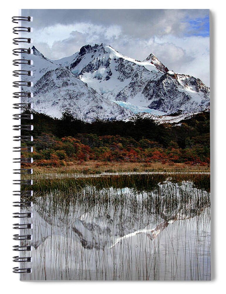 Scenics Spiral Notebook featuring the photograph Mountain And Glacier Reflection by Rob Kroenert