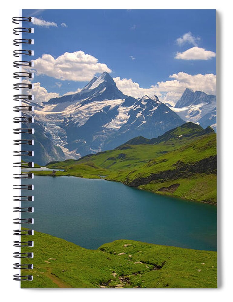 Scenics Spiral Notebook featuring the photograph Mountain Lake And Swiss Alps In by Laura Ciapponi