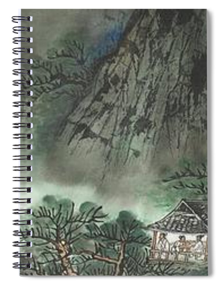 Chinese Watercolor Spiral Notebook featuring the painting Mountain Retreat by Jenny Sanders