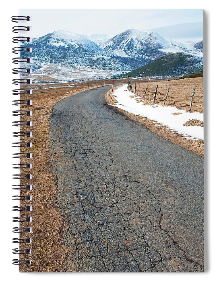 Tranquility Spiral Notebook featuring the photograph Mountain Road In Winter Auvergne France by Jean-pierre Pieuchot