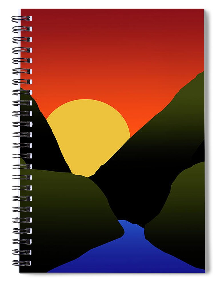 Mountains Spiral Notebook featuring the digital art Mountain Sunset by Kirt Tisdale