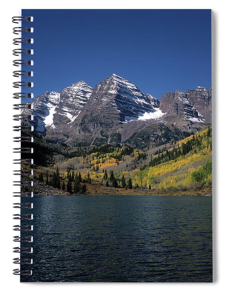 Tranquility Spiral Notebook featuring the photograph Mountains W Sky And Water, Maroon by Chris Rogers