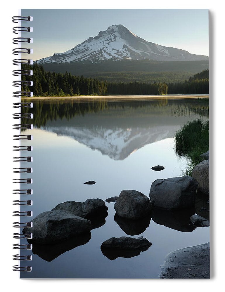 Scenics Spiral Notebook featuring the photograph Mt Hood And Trillium Lake At Dawn by Aimintang