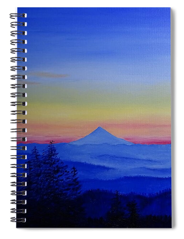 Mt Hood Coast Range Spiral Notebook featuring the painting Mt hood from Coast Range by Lisa Rose Musselwhite