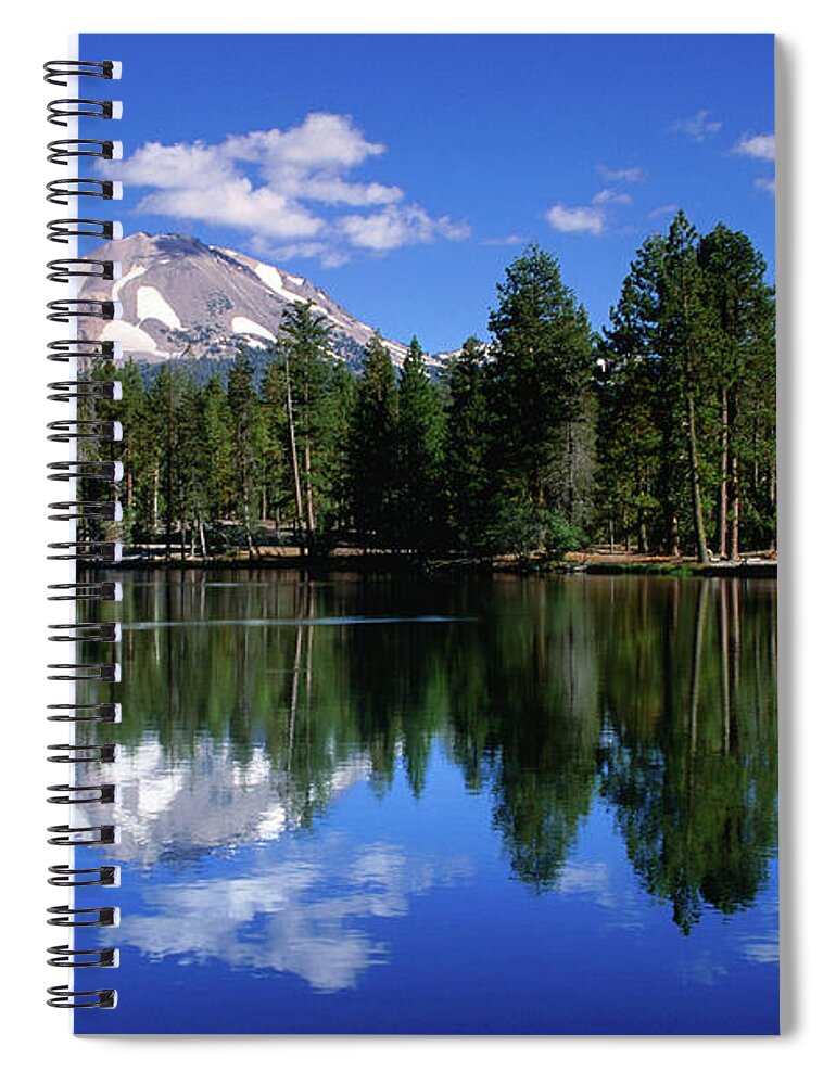 Scenics Spiral Notebook featuring the photograph Mt Lassen And Reflection Lake, Lassen by John Elk Iii