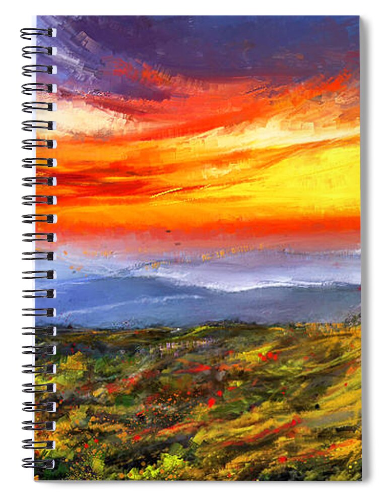 Mt Magazine Spiral Notebook featuring the painting Mt Magazine State Park - Sunset at Mt Magazine Arkansas by Lourry Legarde