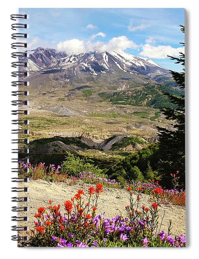 Landscape Spiral Notebook featuring the photograph Mt. St. Helens wildflowers by Sylvia Cook