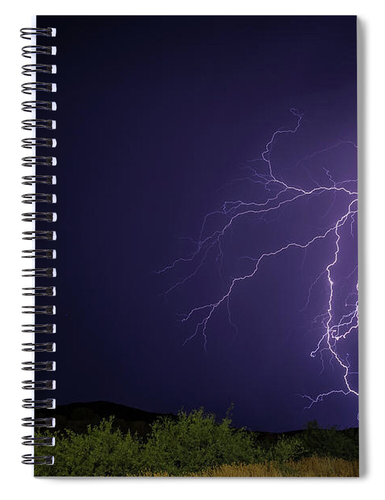 Lightning Spiral Notebook featuring the photograph Multi-Branched by Aaron Burrows