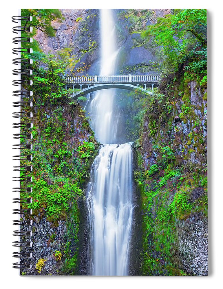 Colors Spiral Notebook featuring the photograph Multnomah Falls by Dheeraj Mutha
