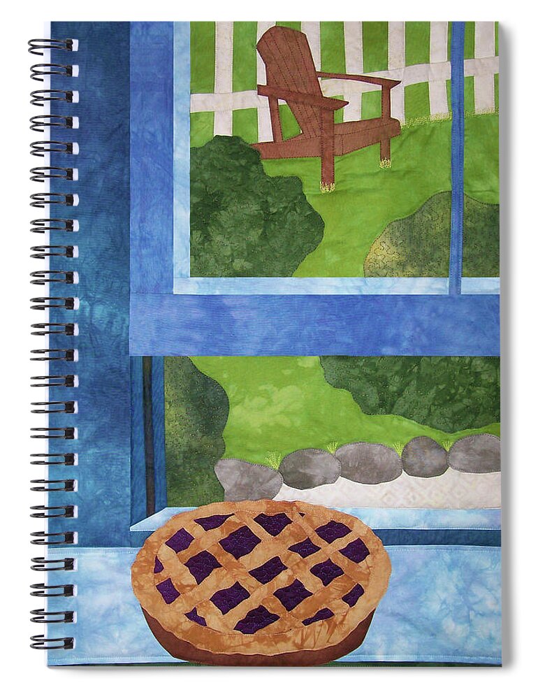 Art Quilt Spiral Notebook featuring the tapestry - textile My Soul in a Blackberry Pie by Pam Geisel