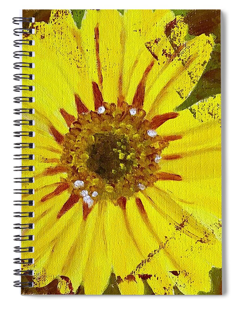 Original Art Work Spiral Notebook featuring the painting My Yellow Daisy by Theresa Honeycheck