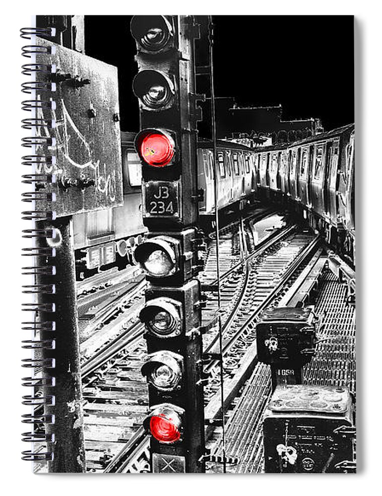 Impression Spiral Notebook featuring the photograph Myrtle Avenue Crossover - A New York City Subway Impression by Steve Ember