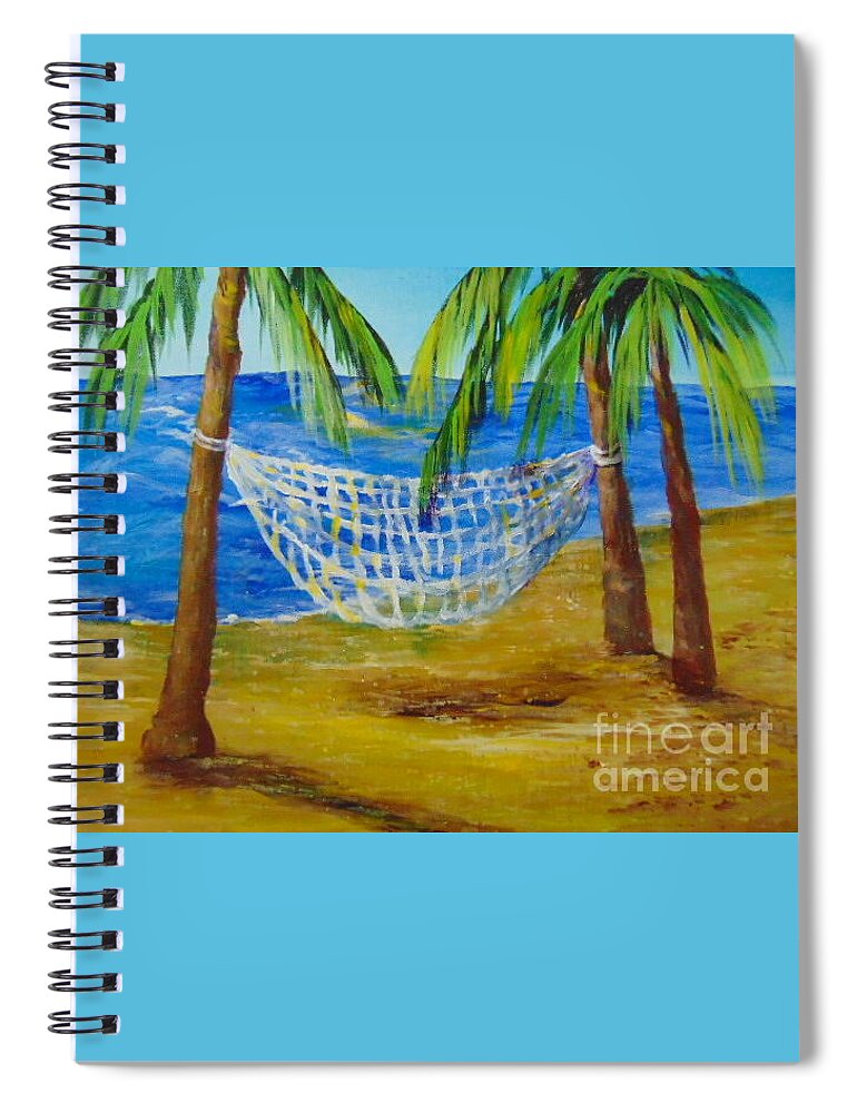 Hammock Spiral Notebook featuring the painting Nap Time by Saundra Johnson