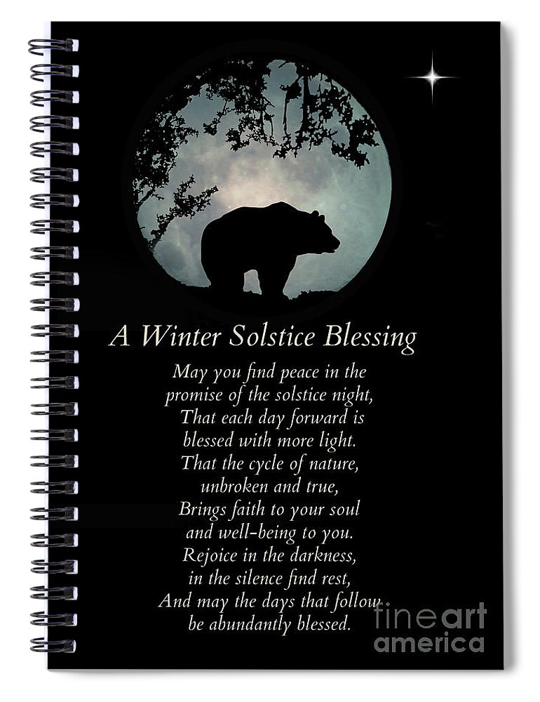 Solstice Spiral Notebook featuring the photograph Native American Inspired Winter Solstice Blessings With Bear by Stephanie Laird
