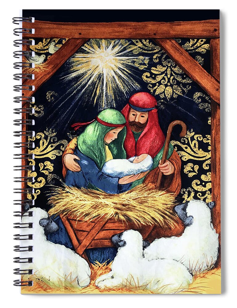 Nativity Scene Spiral Notebook featuring the photograph Nativity Lambs by Munir Alawi