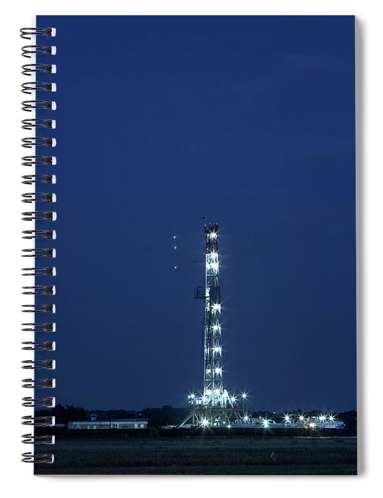 Street Light Spiral Notebook featuring the photograph Natural Gas Drilling Rig by Tmarvin
