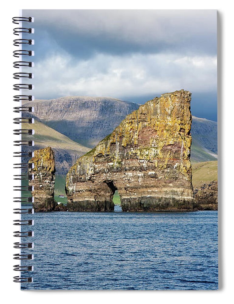 Tranquility Spiral Notebook featuring the photograph Natural Rock Arch Through A Sea Stack by Andrea Ricordi, Italy