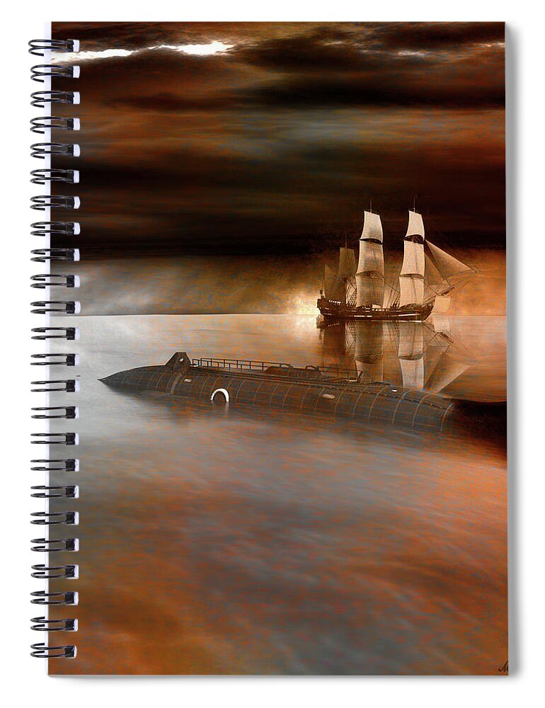 Submarine Spiral Notebook featuring the digital art Nautilus by Michael Cleere