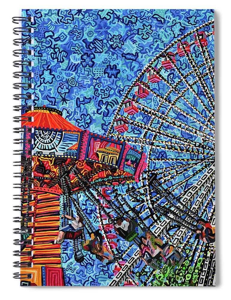 Navy Pier Spiral Notebook featuring the painting Navy Pier by Micah Mullen