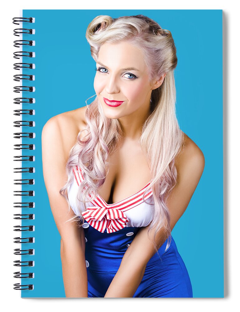 Sailor Spiral Notebook featuring the photograph Navy pinup woman by Jorgo Photography
