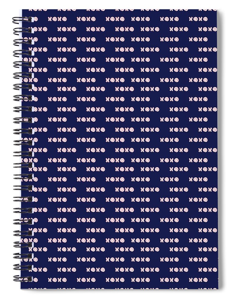 Xoxo Spiral Notebook featuring the drawing Navy Xo by Ashley Rice