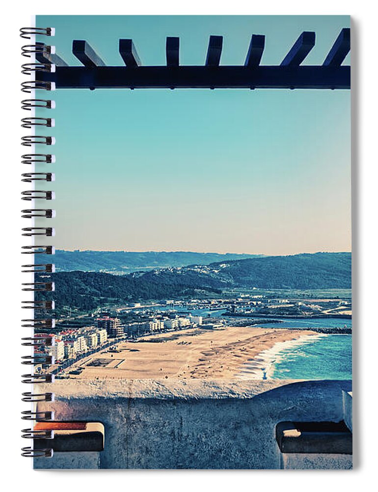 Portugal Spiral Notebook featuring the photograph Nazare View From Upper Town - Portugal by Stuart Litoff