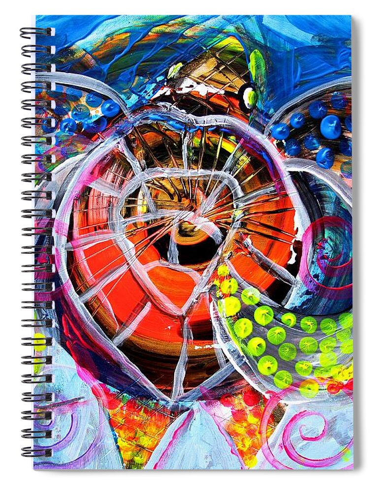 Seaturtle Spiral Notebook featuring the painting Neon Sea Turtle, Wake and Drag by J Vincent Scarpace