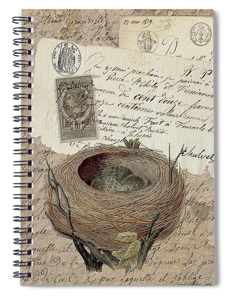  Spiral Notebook featuring the digital art Nest Eggs by Terry Kirkland Cook