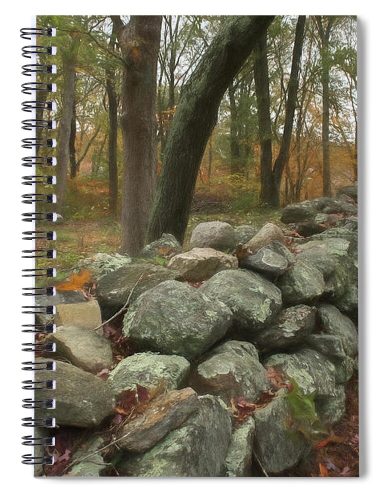 Stone Wall Spiral Notebook featuring the photograph New England Stone Wall 1 by Nancy De Flon