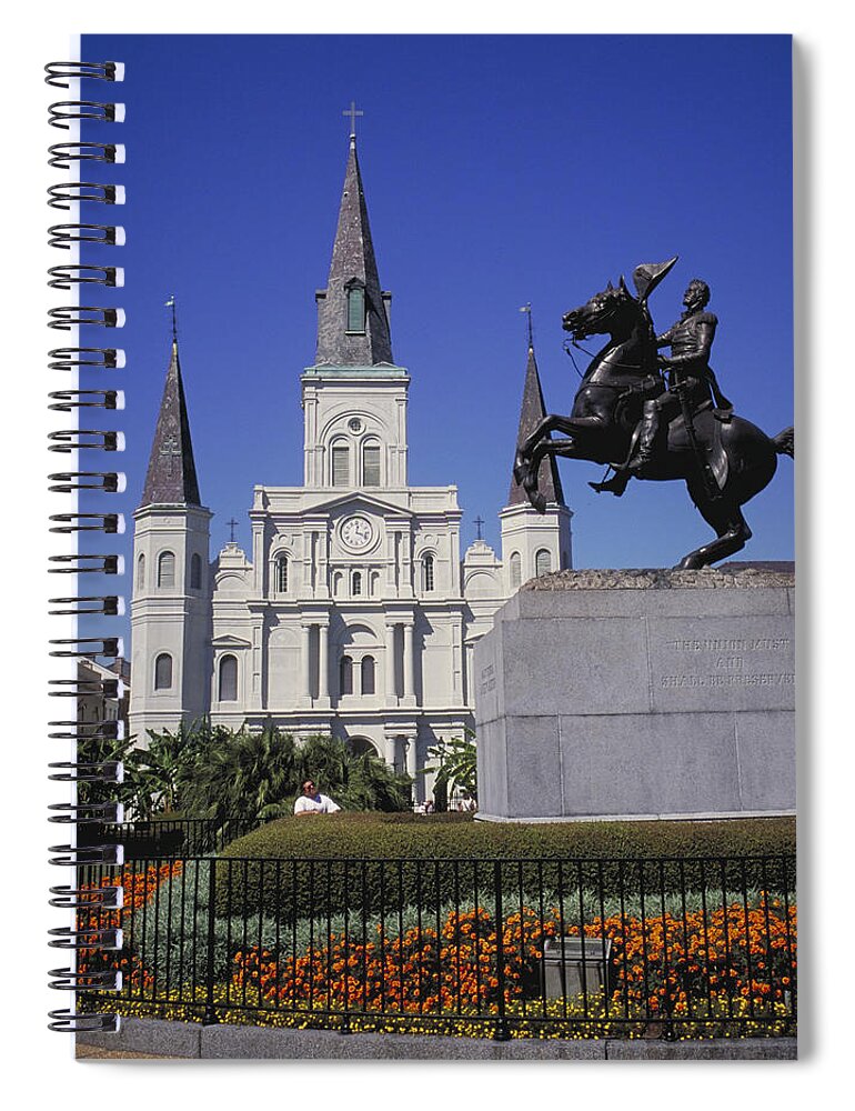 Statue Spiral Notebook featuring the photograph New Orleans, St. Louis Cathedral And by Jvt