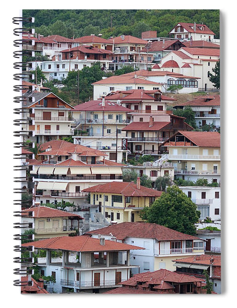 Greece Spiral Notebook featuring the photograph New Panteleimon Village, Greece by Anna Pekunova