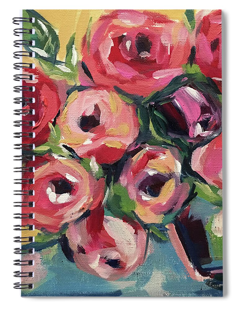 Roses Spiral Notebook featuring the painting New Roses by Roxy Rich