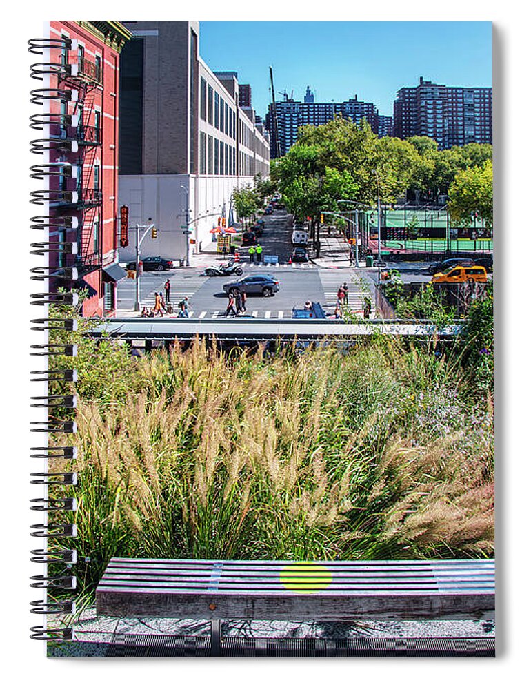 Estock Spiral Notebook featuring the digital art New York City, Manhattan, View From High Line Elevated Park by Lumiere