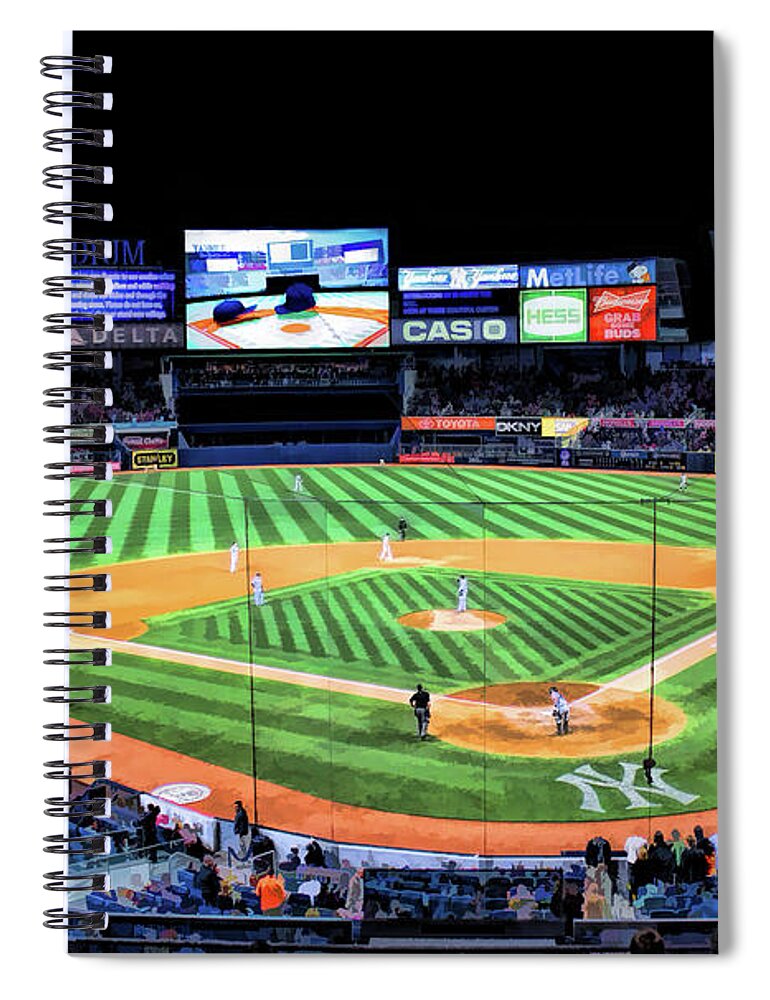 Yankee Stadium Spiral Notebook featuring the painting New York Yankees Baseball Ballpark Stadium by Christopher Arndt