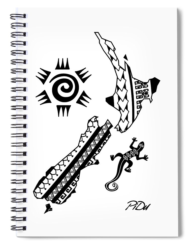 New-zealand Spiral Notebook featuring the digital art New Zealand Map by Piotr Dulski