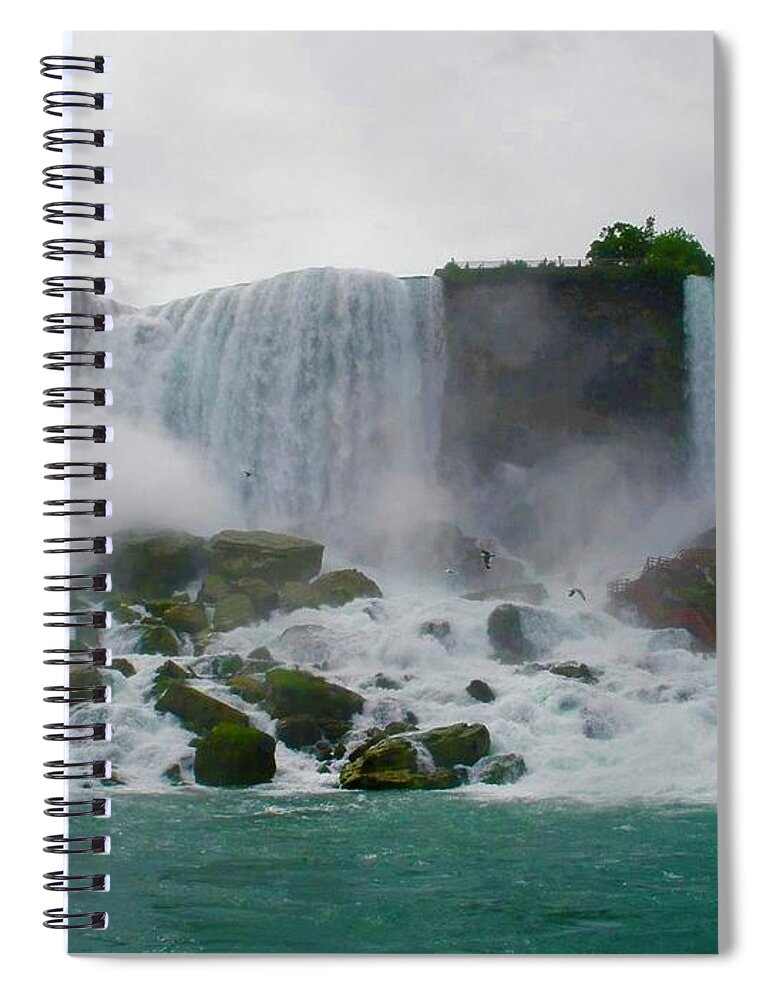 Niagara Spiral Notebook featuring the photograph American and Bridal Veil Falls-Niagara Falls by Bnte Creations