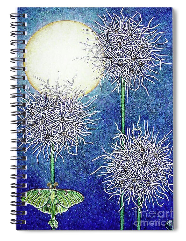 Moth Spiral Notebook featuring the painting Night Garden 2 by Amy E Fraser