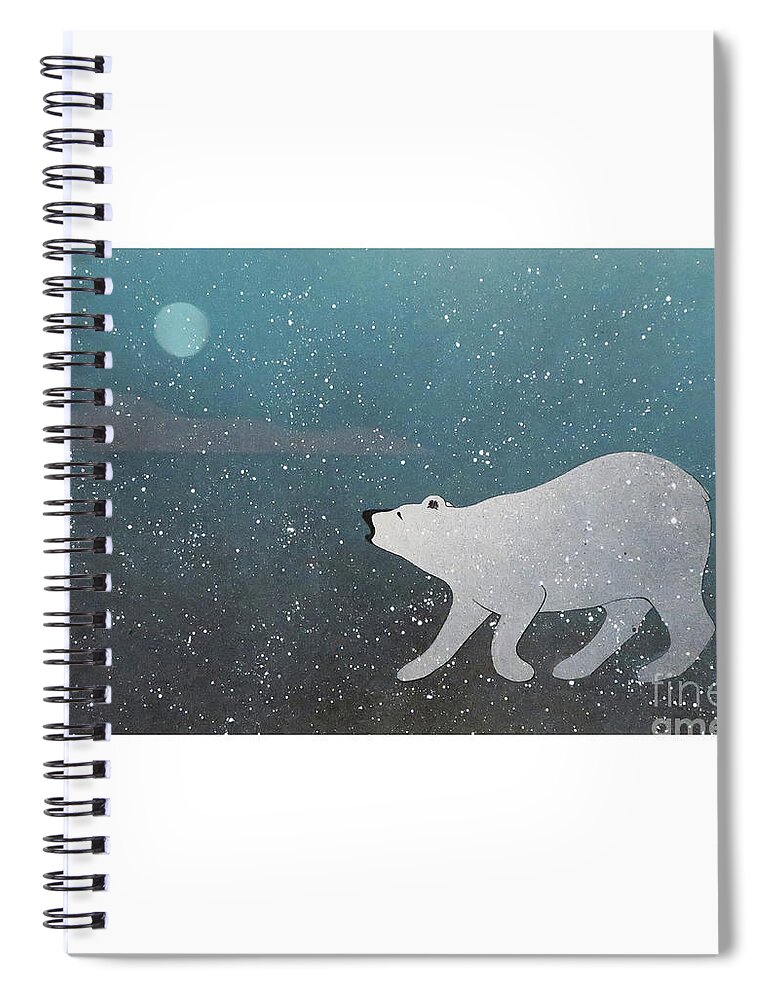 Arctic Spiral Notebook featuring the mixed media Night Hunter by Art MacKay
