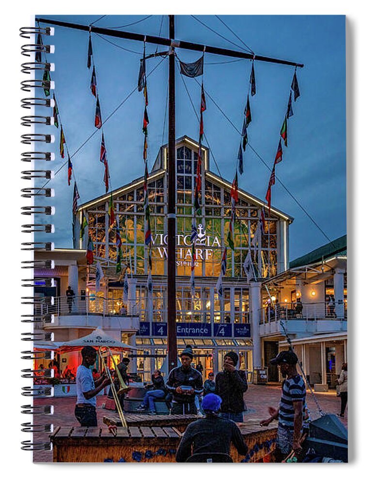 Victoria Wharf Spiral Notebook featuring the photograph Night Life in Cape Town by Marcy Wielfaert