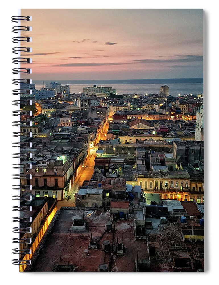 Old Havana Spiral Notebook featuring the photograph Night over Old Havana by Elin Skov Vaeth