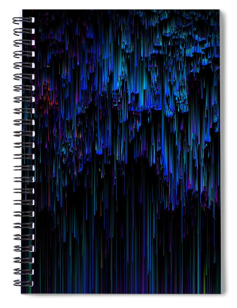 Glitch Spiral Notebook featuring the digital art Night Rain by Jennifer Walsh